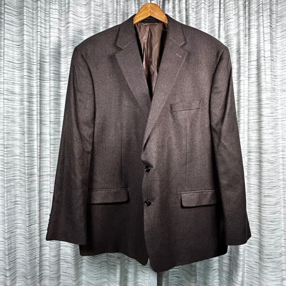 Lauren Ralph Lauren Mens Brown Micro Houndstooth Blazer Sport Coat 50R RN90736